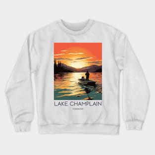 A Pop Art Travel Print of Lake Champlain - Vermont - US Crewneck Sweatshirt